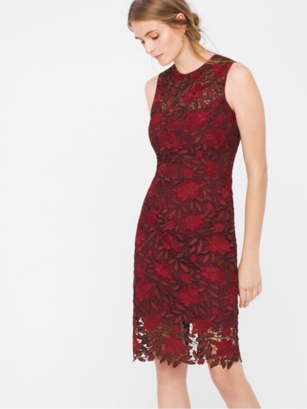 WHITE HOUSE BLACK MARKET LACE DRESS SIZE 14 - Picture 2 of 11
